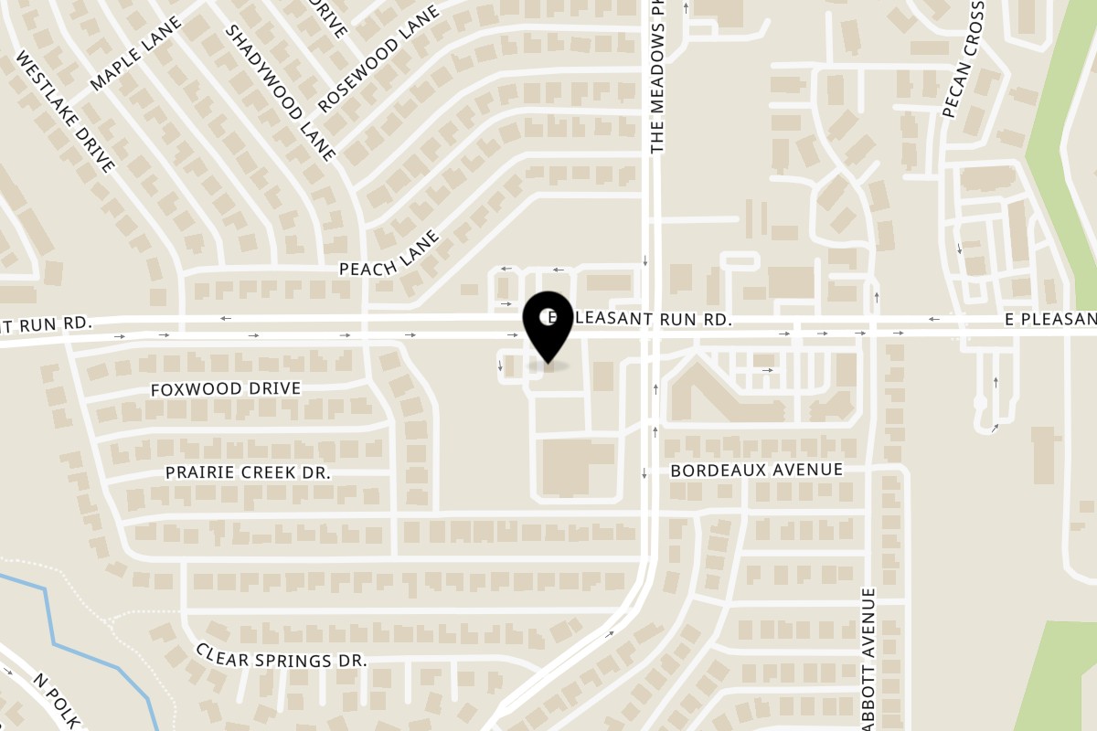Map showing the location of Williams Fried Chicken Pleasant Run on 1014 E Pleasant Run Rd in DeSoto