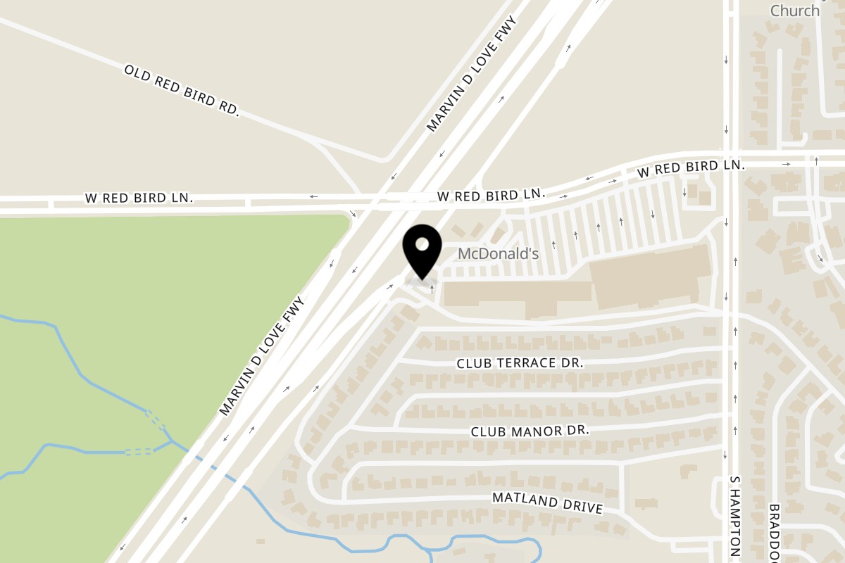 Map showing the location of Williams Fried Chicken Marvin D Love on 6226 Marvin D. Love Fwy in Dallas