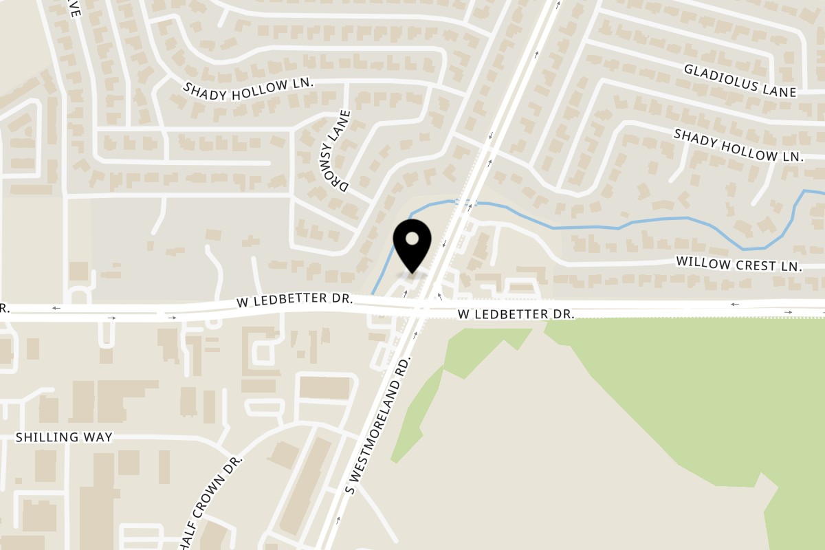 Map showing the location of Williams Fried Chicken South Westmoreland on 4243 S Westmoreland Rd in Dallas