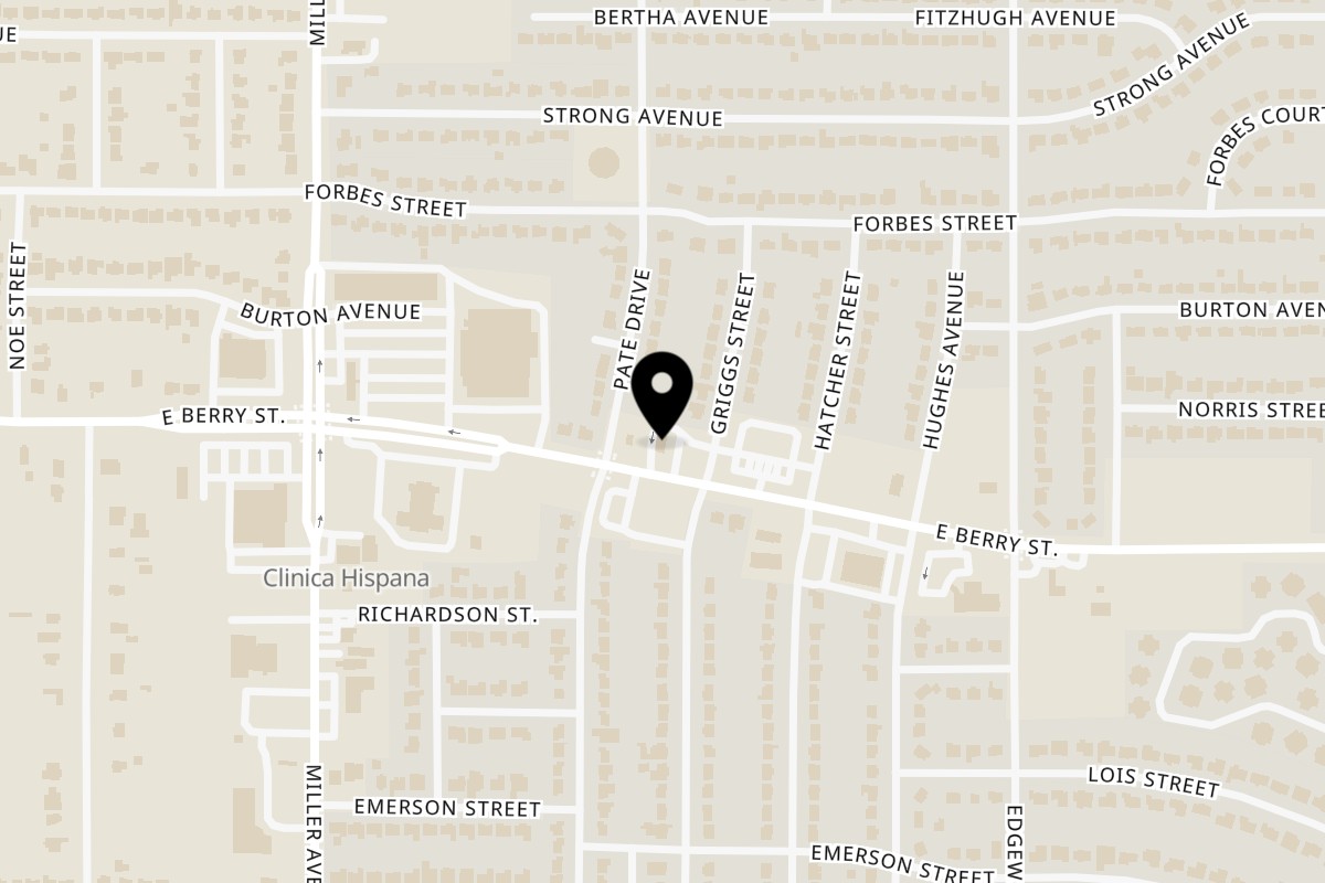 Map showing the location of Williams Fried Chicken East Berry on 4313 E Berry St in Fort Worth