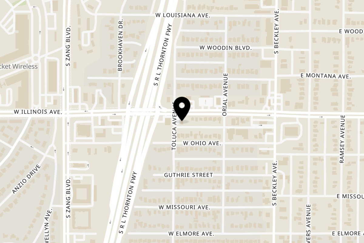 Map showing the location of Williams Fried Chicken West Illinois on 238 W Illinois Ave in Dallas