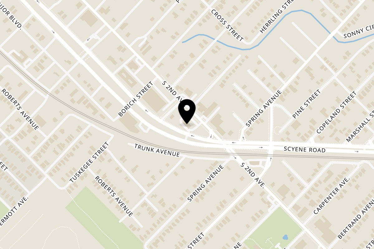 Map showing the location of Williams Fried Chicken Robert B Cullum on 2660 Robert B Cullum Blvd in Dallas
