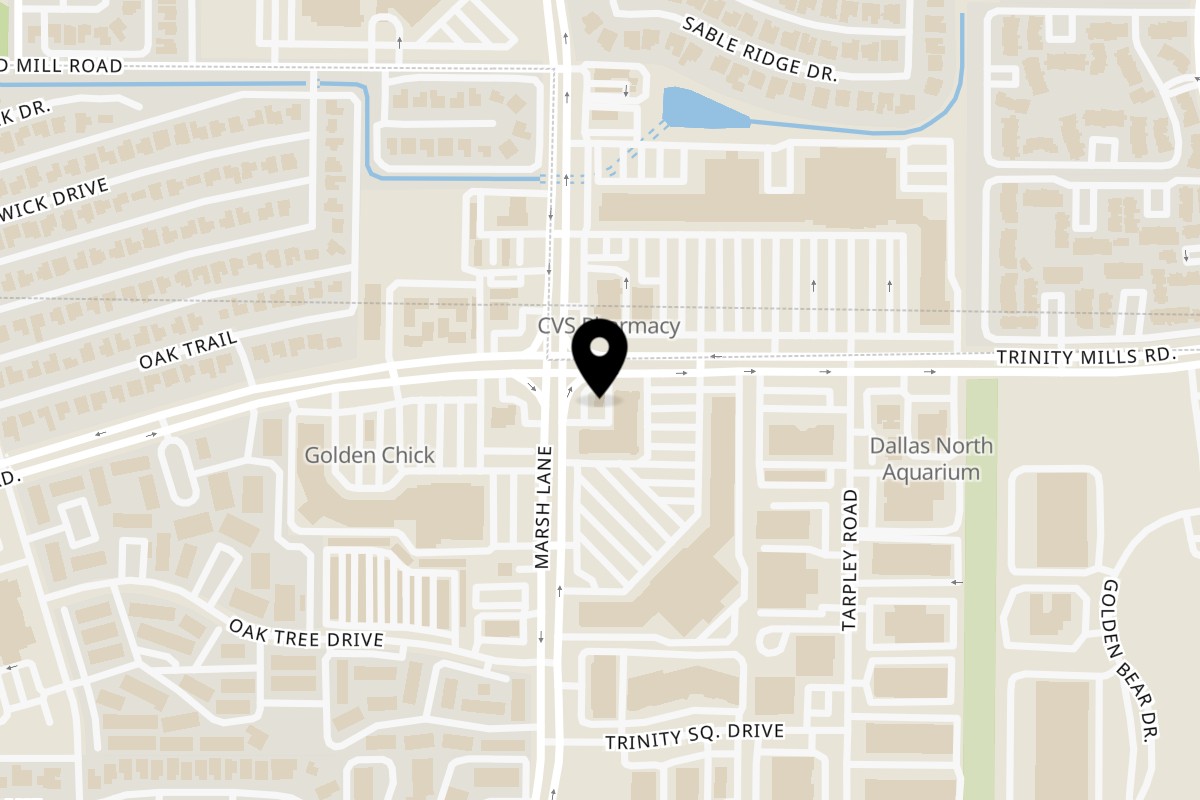 Map showing the location of Williams Fried Chicken Carrollton on 2800 E Trinity Mls Rd in Carrollton