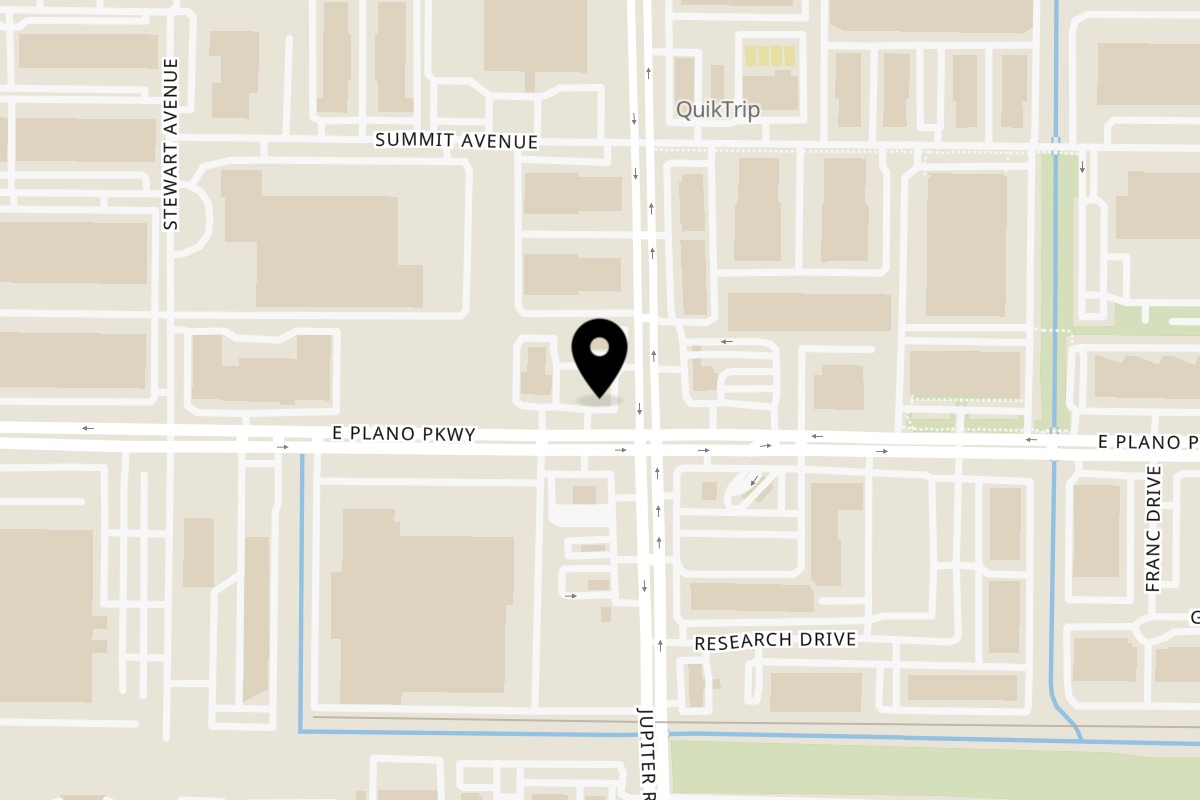 Map showing the location of Williams Fried Chicken East Plano on 2405 E Plano Pkwy in Plano